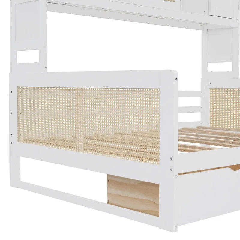 Lit de repos moderne en bois pleine grandeur avec cadre de lit plateforme, rangement tout-en-un, 2 tiroirs et étagère