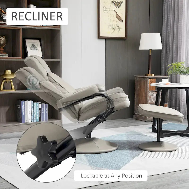 Fauteuil inclinable pivotant dossier haut avec ottoman, 30 po
