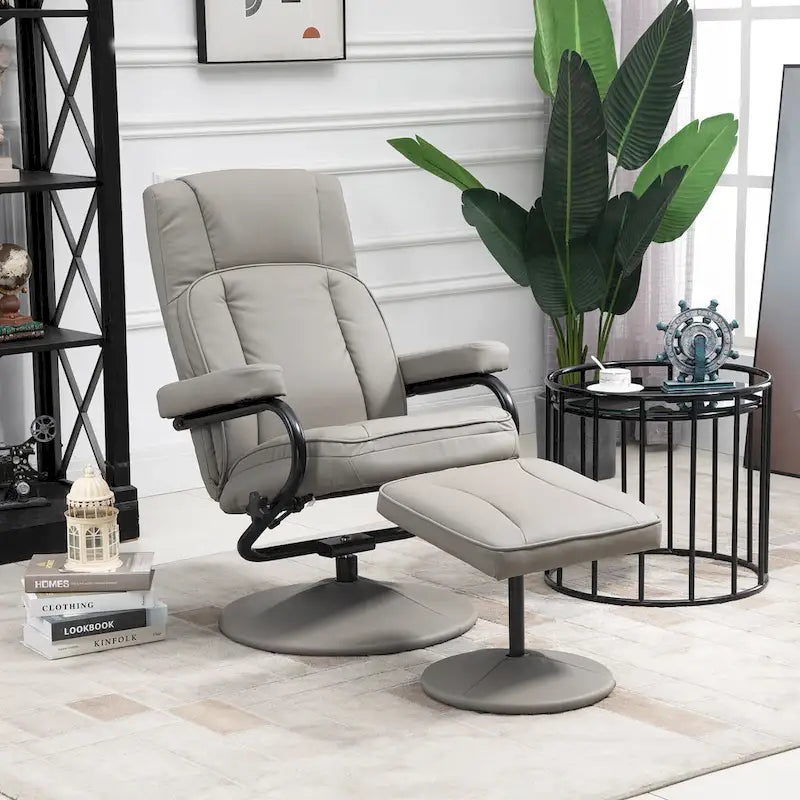 Fauteuil inclinable pivotant dossier haut avec ottoman, 30 po