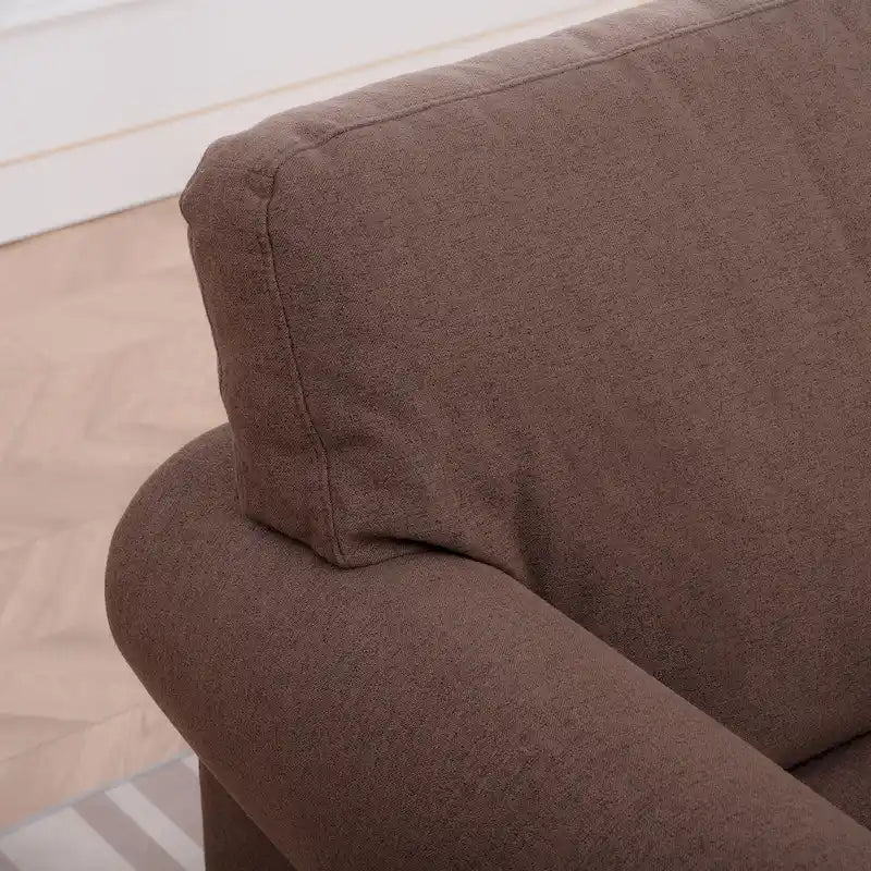 Fauteuil d'appoint marron moderne de 95 cm, rembourré, avec cadre en bois massif et clous décoratifs, pour salon