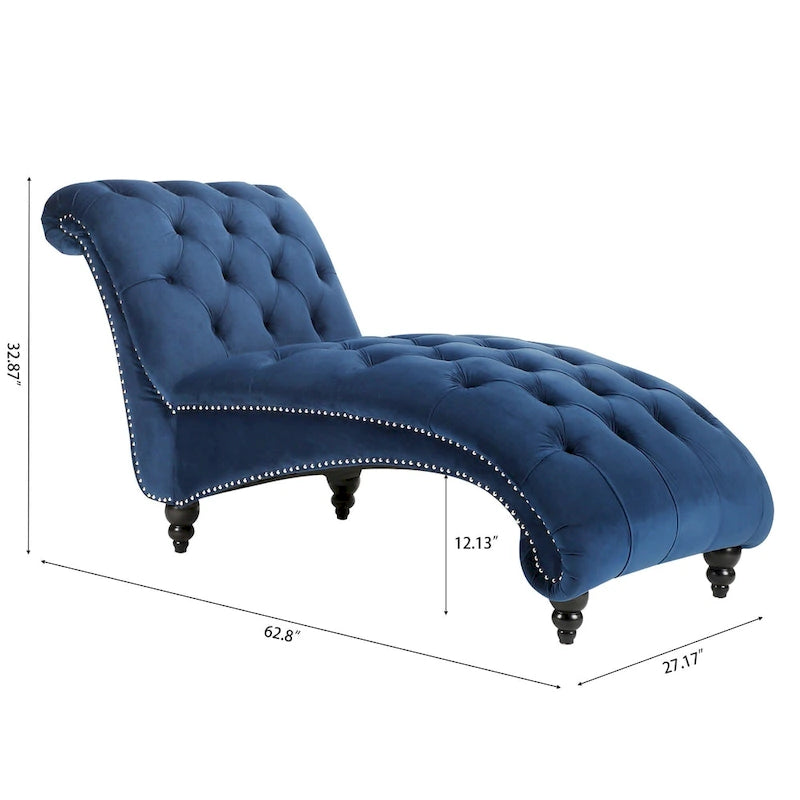 Chaise longue capitonnée avec clous décoratifs Bleu 27,17 Boutons