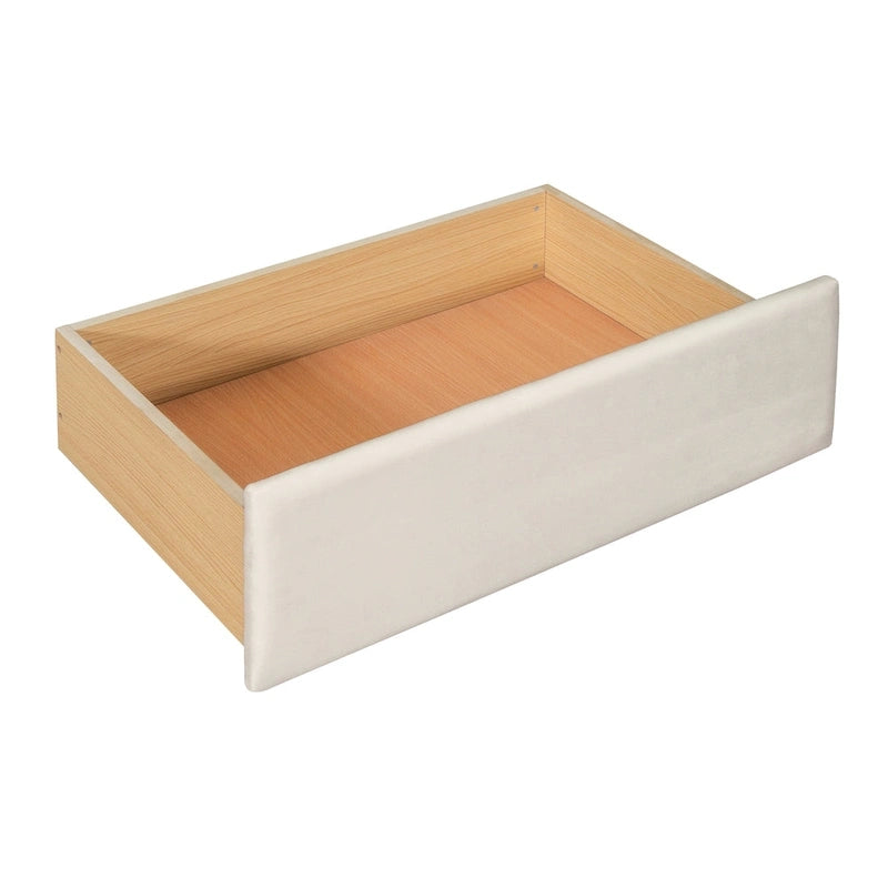 Lit de repos double Cloud en velours avec lit gigogne, tiroirs et port USB