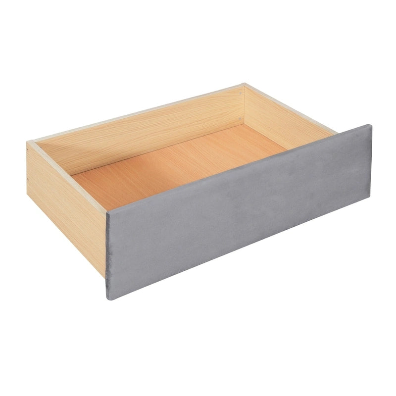 Lit de repos double Cloud en velours avec lit gigogne, tiroirs et port USB