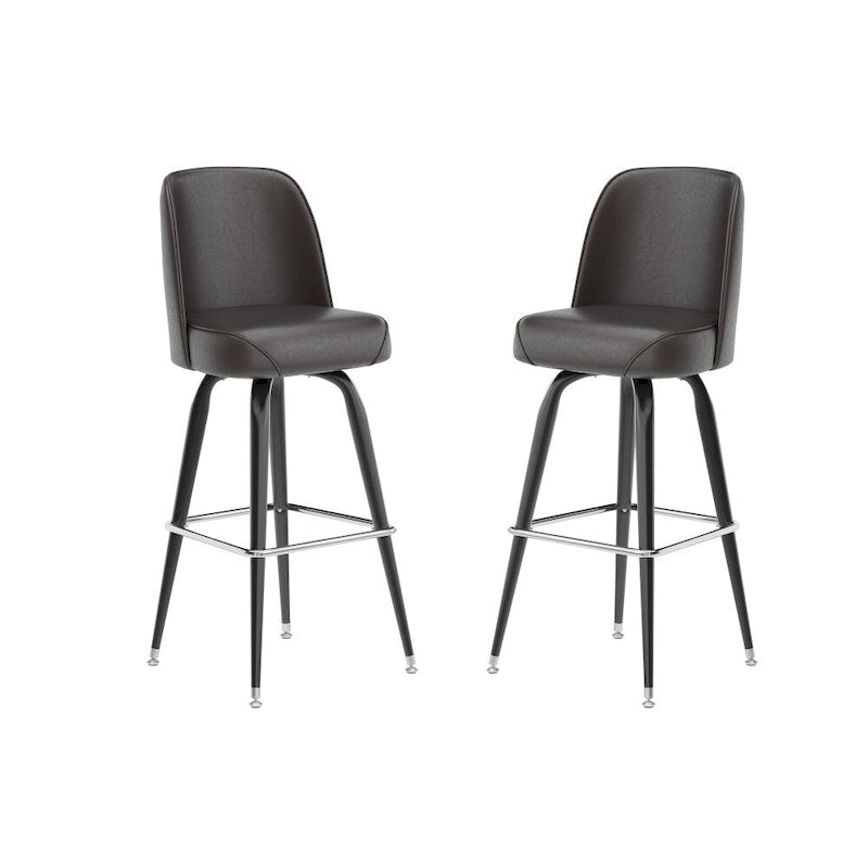 Lot de 2 tabourets de bar en métal avec siège baquet pivotant en vinyle et repose-pieds - 47P x 47L x 108H cm