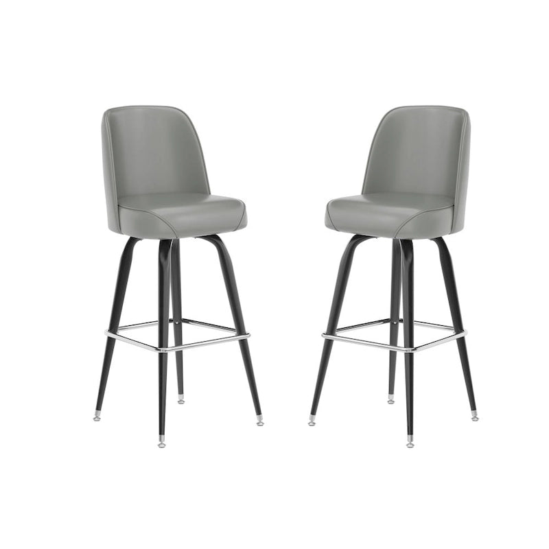 Lot de 2 tabourets de bar en métal avec siège baquet pivotant en vinyle et repose-pieds - 47P x 47L x 108H cm