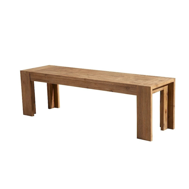 Banc en bois d'acacia massif avec pieds en équerre, marron - 18 H x 58 L x 16 P pouces