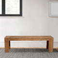 Banc en bois d'acacia massif avec pieds en équerre, marron - 18 H x 58 L x 16 P pouces