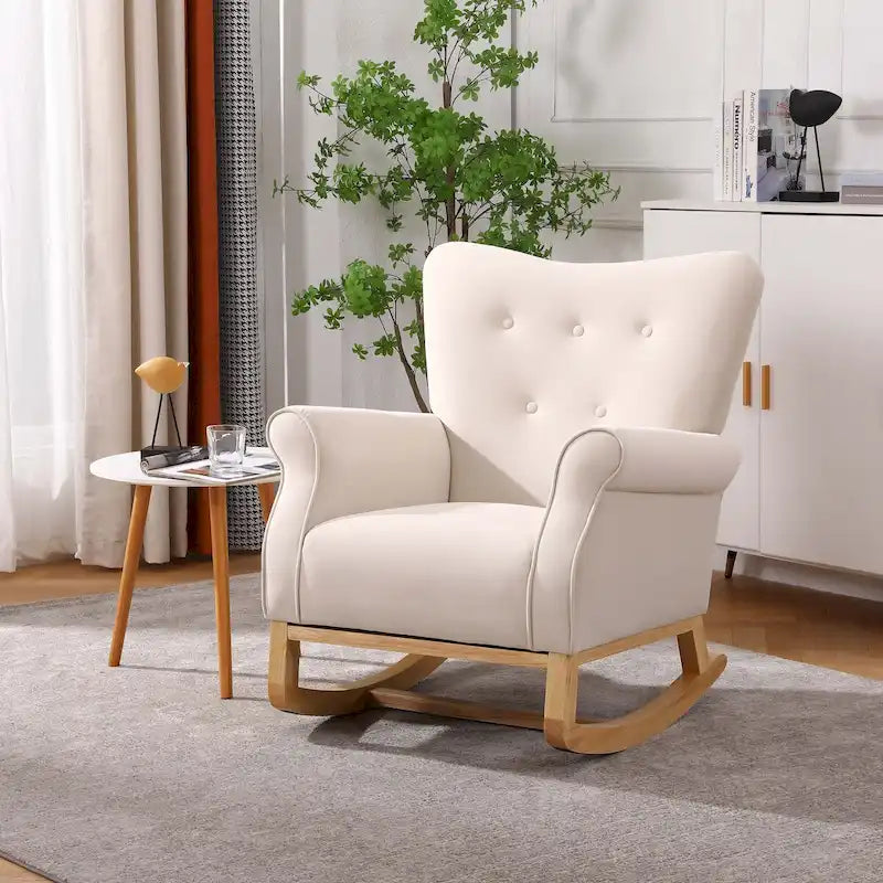 Fauteuil à bascule, Fauteuil d'appoint rembourré pour chambre de bébé, salon, petit fauteuil à bascule contemporain, fauteuil à accoudoirs rembourré pour enfants