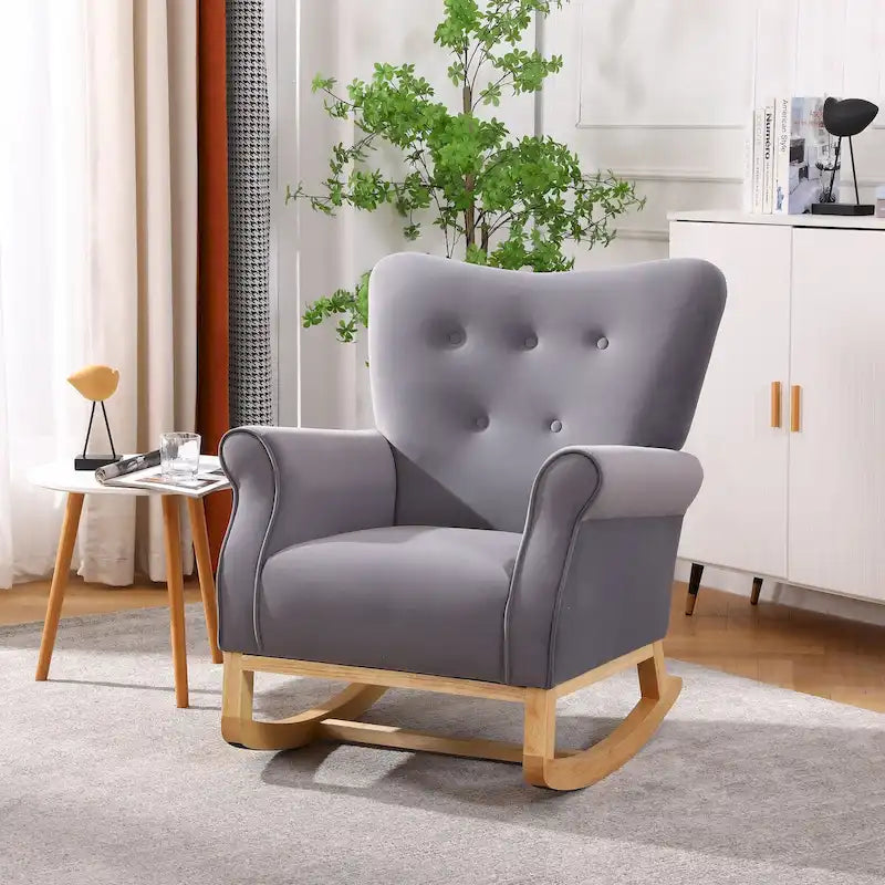 Fauteuil à bascule, Fauteuil d'appoint rembourré pour chambre de bébé, salon, petit fauteuil à bascule contemporain, fauteuil à accoudoirs rembourré pour enfants