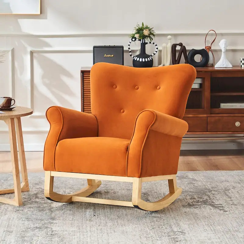Fauteuil à bascule, Fauteuil d'appoint rembourré pour chambre de bébé, salon, petit fauteuil à bascule contemporain, fauteuil à accoudoirs rembourré pour enfants