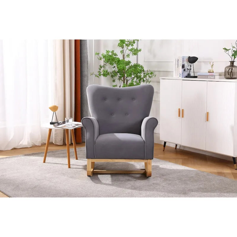 Fauteuil à bascule, Fauteuil d'appoint rembourré pour chambre de bébé, salon, petit fauteuil à bascule contemporain, fauteuil à accoudoirs rembourré pour enfants
