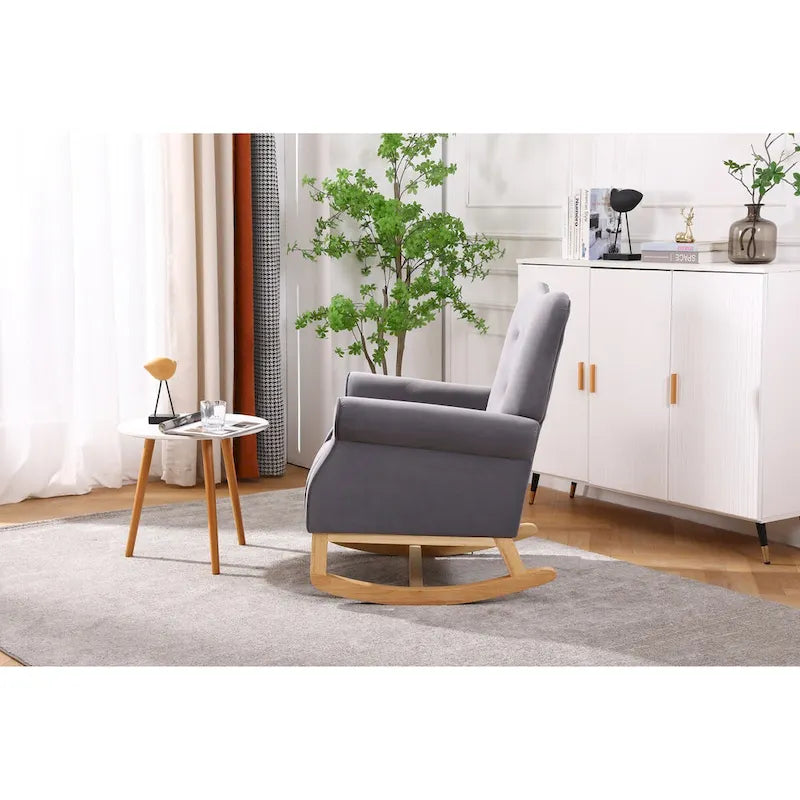 Fauteuil à bascule, Fauteuil d'appoint rembourré pour chambre de bébé, salon, petit fauteuil à bascule contemporain, fauteuil à accoudoirs rembourré pour enfants