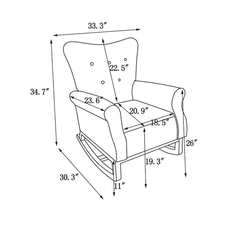 Fauteuil à bascule, Fauteuil d'appoint rembourré pour chambre de bébé, salon, petit fauteuil à bascule contemporain, fauteuil à accoudoirs rembourré pour enfants