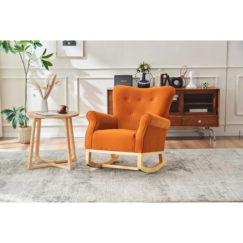 Fauteuil à bascule, Fauteuil d'appoint rembourré pour chambre de bébé, salon, petit fauteuil à bascule contemporain, fauteuil à accoudoirs rembourré pour enfants