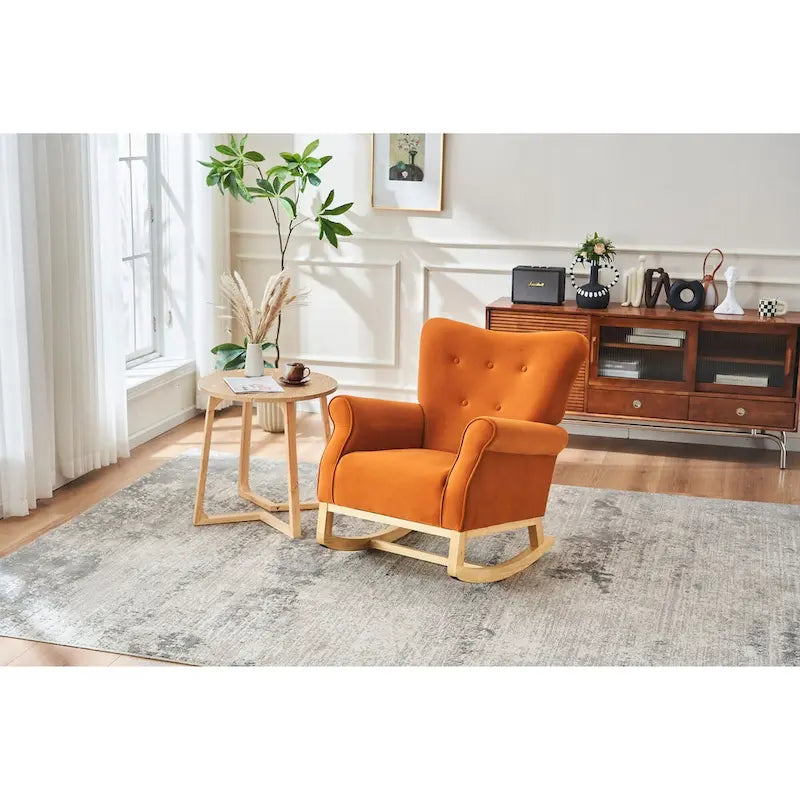 Fauteuil à bascule, Fauteuil d'appoint rembourré pour chambre de bébé, salon, petit fauteuil à bascule contemporain, fauteuil à accoudoirs rembourré pour enfants
