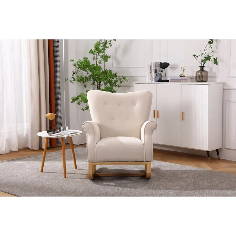 Fauteuil à bascule, Fauteuil d'appoint rembourré pour chambre de bébé, salon, petit fauteuil à bascule contemporain, fauteuil à accoudoirs rembourré pour enfants