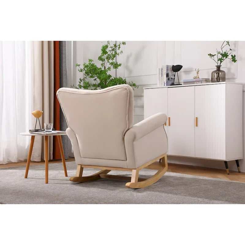 Fauteuil à bascule, Fauteuil d'appoint rembourré pour chambre de bébé, salon, petit fauteuil à bascule contemporain, fauteuil à accoudoirs rembourré pour enfants