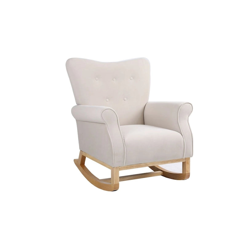 Fauteuil à bascule, Fauteuil d'appoint rembourré pour chambre de bébé, salon, petit fauteuil à bascule contemporain, fauteuil à accoudoirs rembourré pour enfants