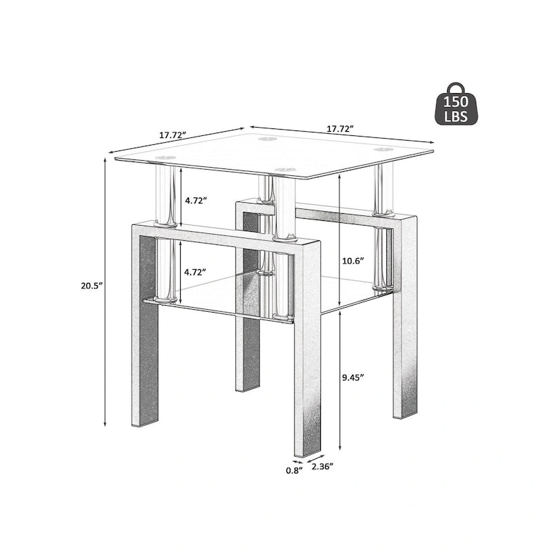 Lot de 2 tables basses modernes en verre trempé