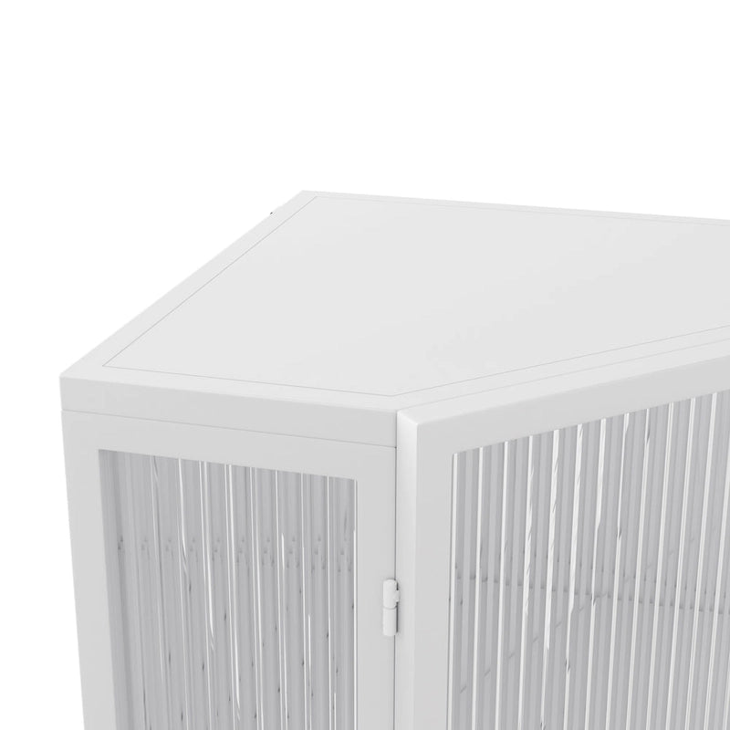 Meuble d'angle à poser, 3 niveaux avec portes en verre trempé et étagères de rangement