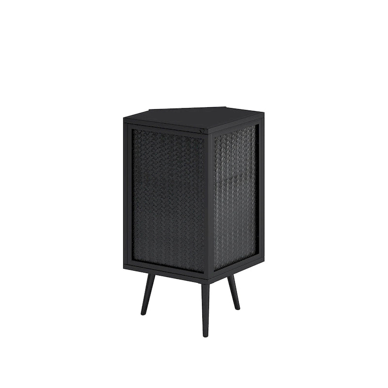 Meuble d'angle à poser, 3 niveaux avec portes en verre trempé et étagères de rangement